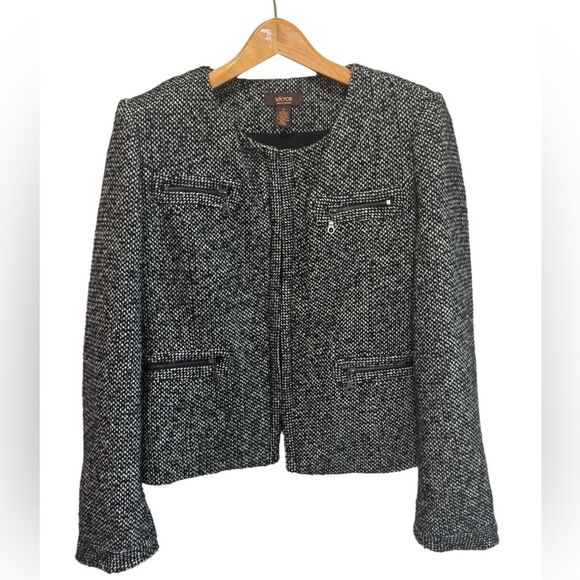 Viktor Alfaro black white thick warm tweed lady jacket size 16 - Picture 1 of 7